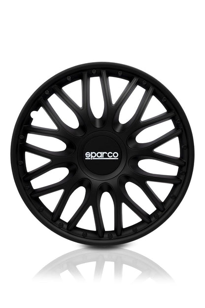 Sparco SPC1491BKSV Tapacubos Lazio, Negro/Plata, Set de 4, 14 pulgadas