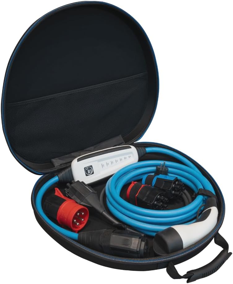 NRGkick 32A 10m Set Optimal, Estación de Carga móvil para Coches eléctricos, Cargador sin instalación, Incl. Adaptadores 32A & 16A + Enchufe Schuko, Cable de Carga EV con Bolsa de Transporte