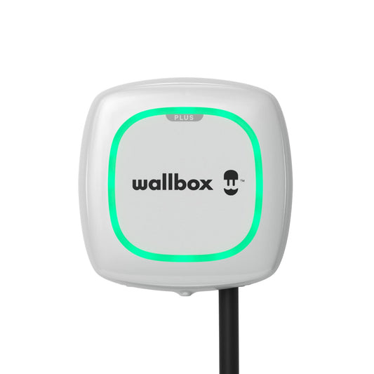 Wallbox Paquete de Carga Solar Pulsar Plus Cargador de vehículo eléctrico (7,4 kW, 5 Metros, Tipo 2, WiFi, Bluetooth, OCPP, Interior/Exterior) Blanco + Power Boost monofásico