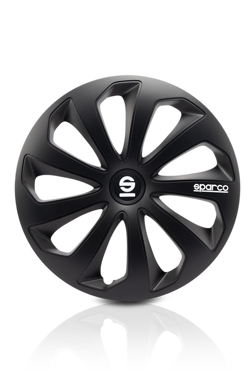 Sparco SPC1491BKSV Tapacubos Lazio, Negro/Plata, Set de 4, 14 pulgadas