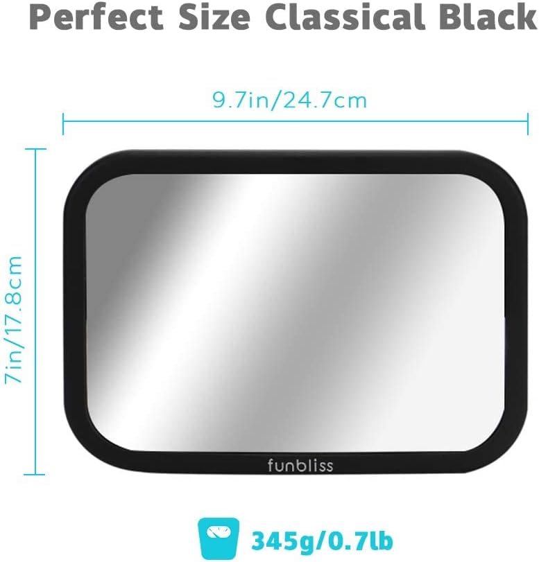 Espelho de carro para bebé, espelho retrovisor carro bebé, ajustável a 360°, tamanho grande, inquebrável