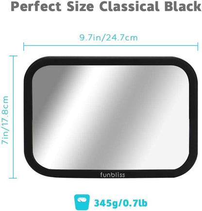 Espelho de carro para bebé, espelho retrovisor carro bebé, ajustável a 360°, tamanho grande, inquebrável
