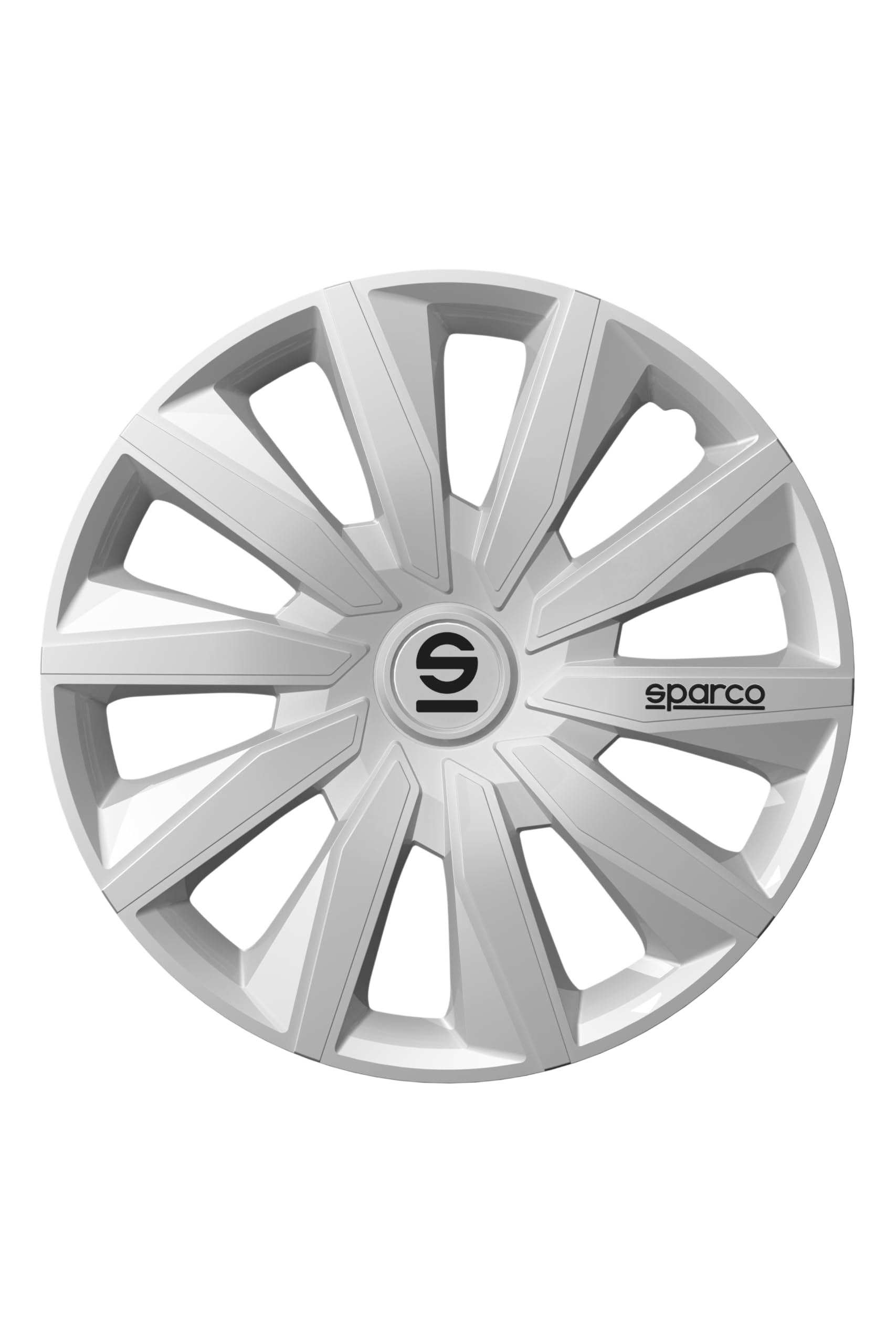 Sparco SPC1491BKSV Tapacubos Lazio, Negro/Plata, Set de 4, 14 pulgadas