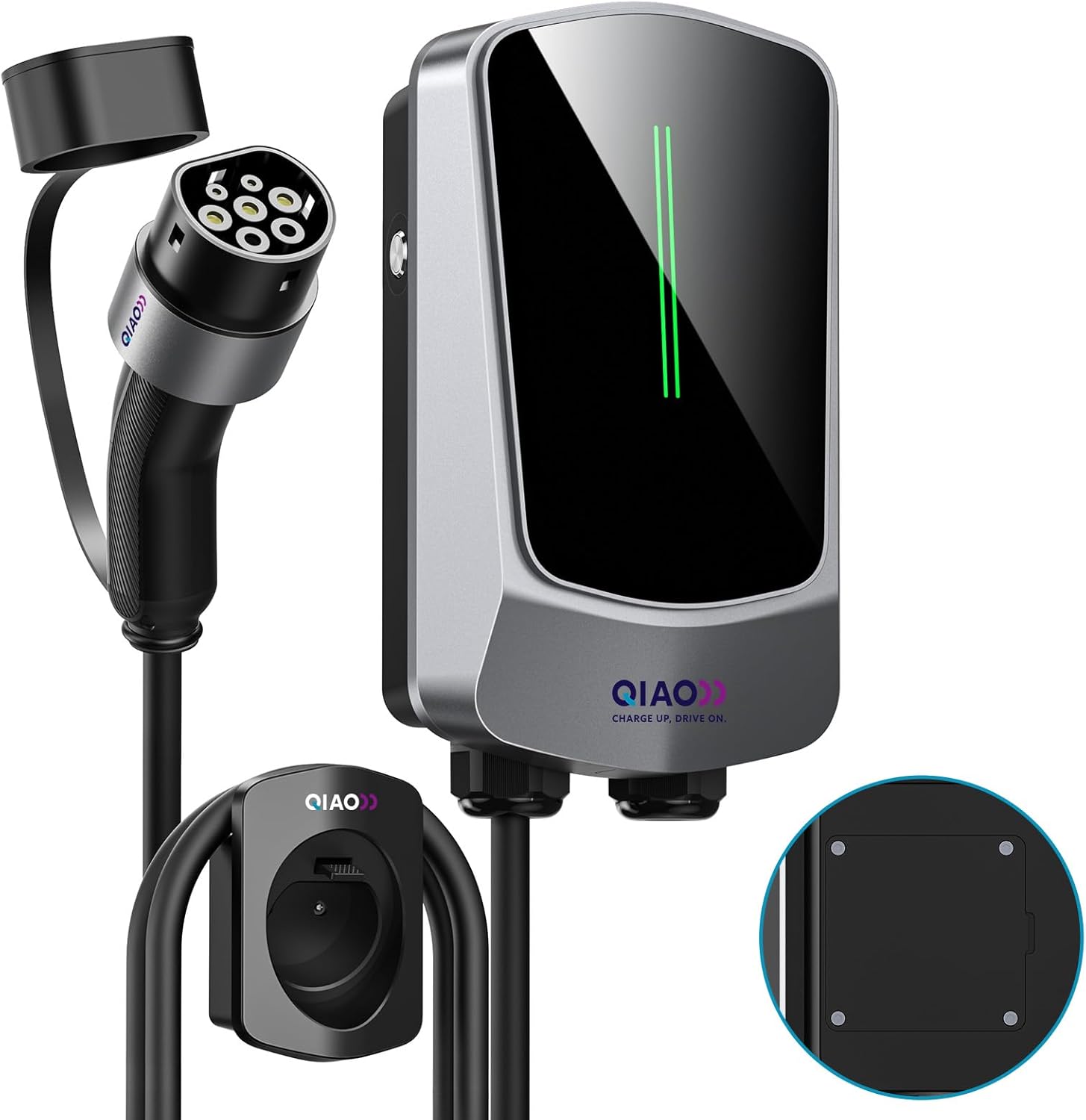 QIAO)) 11kW EV Charger Type 2 com cabo de carregamento de 5M, LED indicador Light, máximo 3-Phase 16A Electric Vehicle Car Chargers Station, Wallmount Home Wallbox Charger Cable Type 2 Plug wtih EV