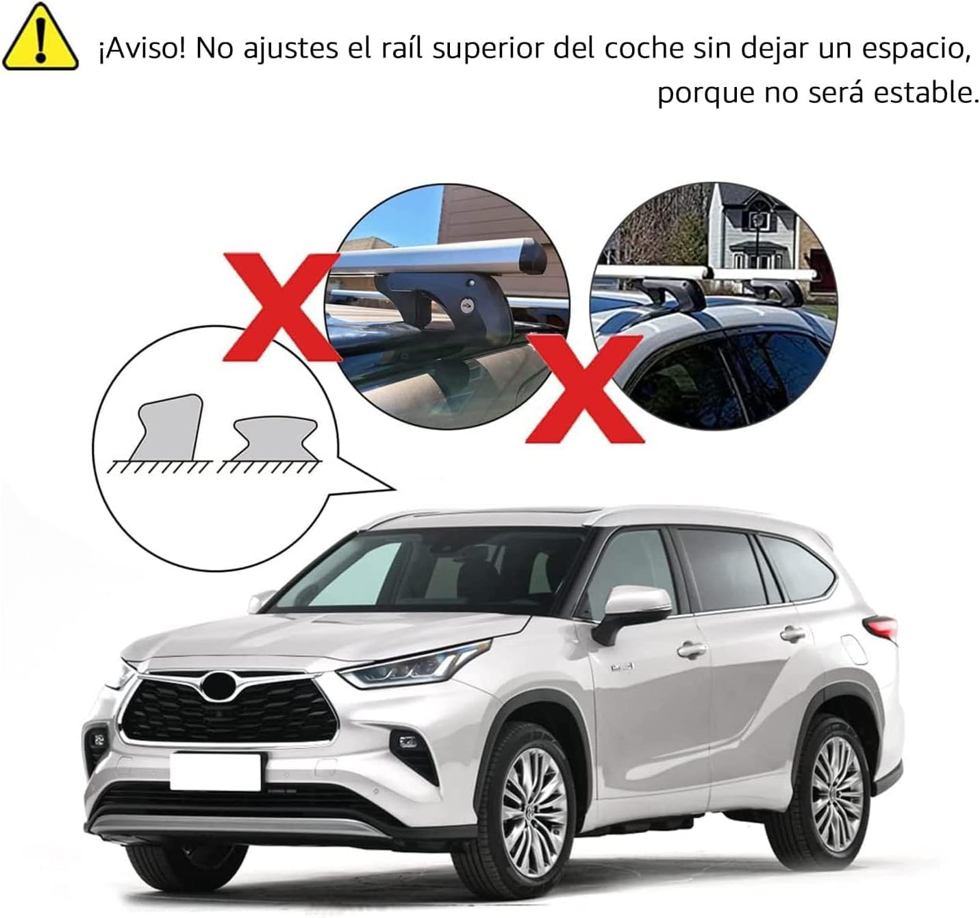 Amazon Basics Porta-bagagens de teto com calhas cruzadas, 52 polegadas, adapta-se a trechos de até 46 polegadas entre calhas laterais elevadas com espaço, embalagem de 2, preto/prateado