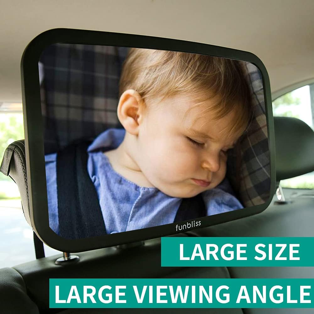 Espelho de carro para bebé, espelho retrovisor carro bebé, ajustável a 360°, tamanho grande, inquebrável