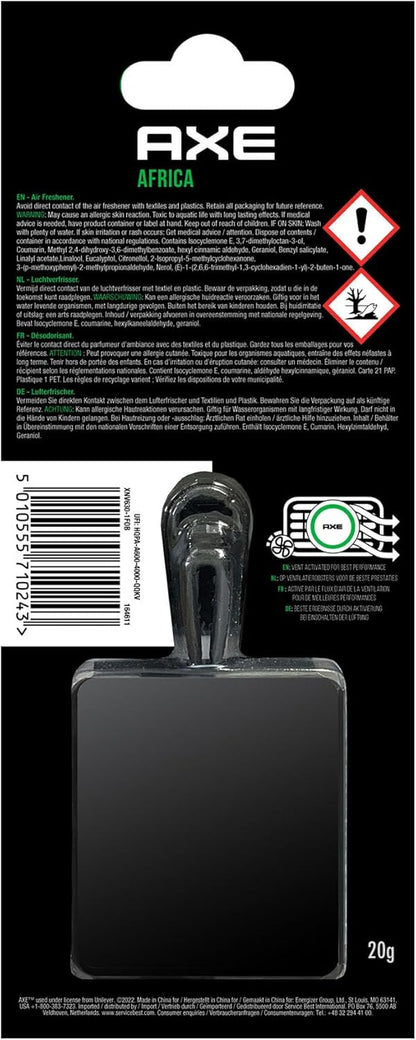 AXE Mini ambiente para carro, com ventilação de 30 dias, com uma temperatura africana – design discreto e elegante para uma viagem impecável