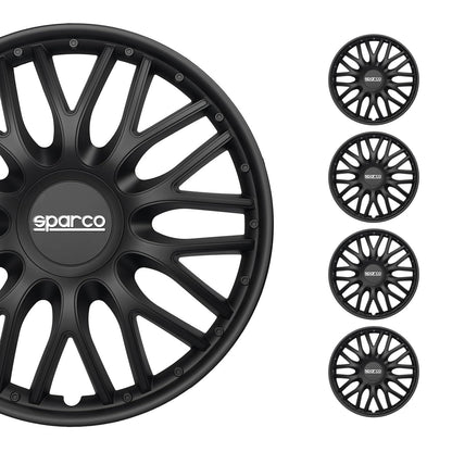 Sparco SPC1491BKSV Tapacubos Lazio, Negro/Plata, Set de 4, 14 pulgadas