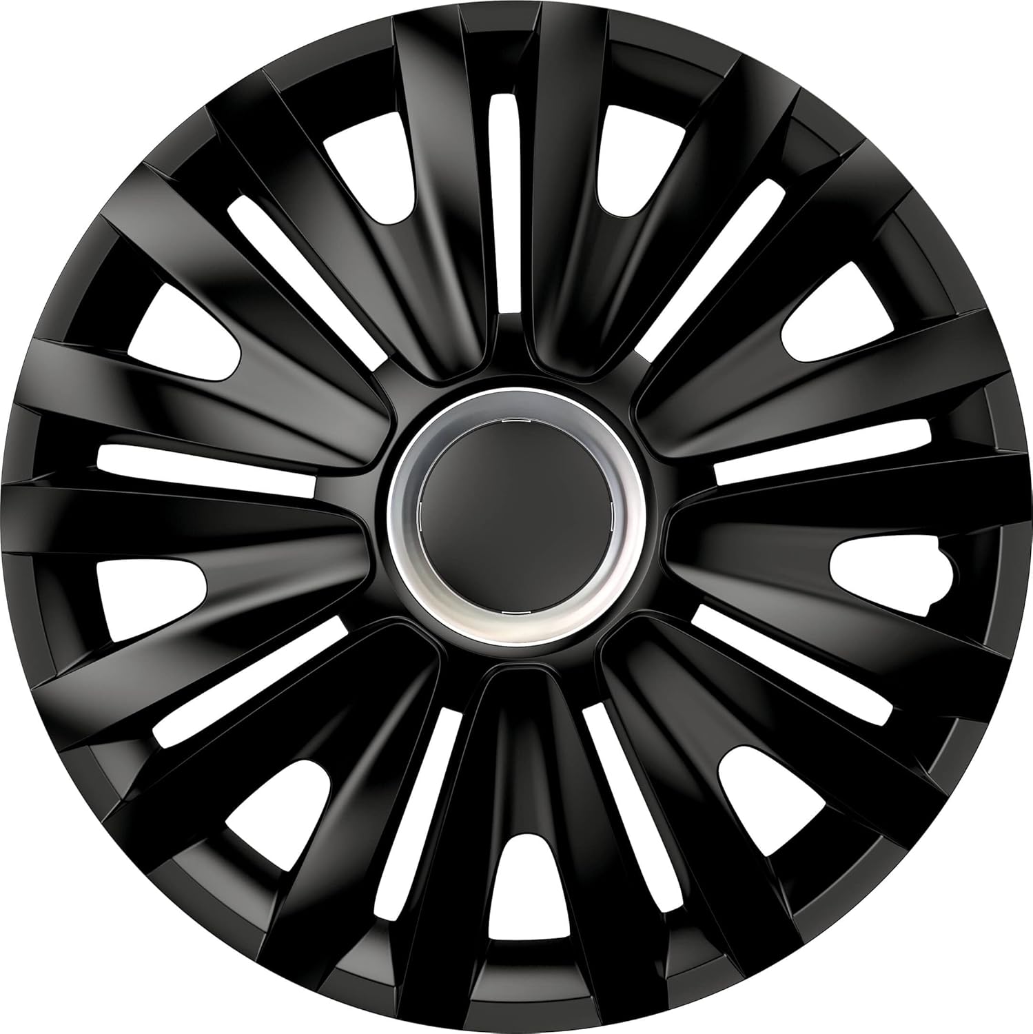 Conjunto de 4 tampões, design Illinois RC Black, acabamento preto e ABS, resistente a fortes impactos, duradouro e fiável, com anel de fixação ajustável