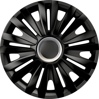 Conjunto de 4 tampões, design Illinois RC Black, acabamento preto e ABS, resistente a fortes impactos, duradouro e fiável, com anel de fixação ajustável