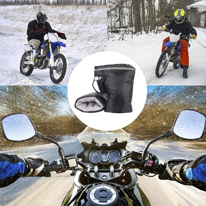 Winter Motorcycle Gloves with Reflective Bands, for Motorcycles, Scooters, Bicycles, Winter Men, Black