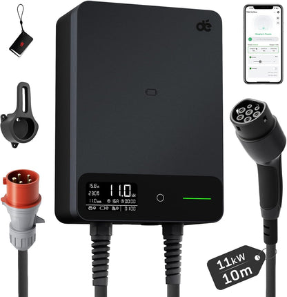 dé Tipo 2, 11 kW, cabo de 10 m, preto; referência B0DR9P6MP2