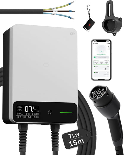 dé Tipo 2, 7 kW, cabo de 15 m, branco; referência B0FR3GR54Z