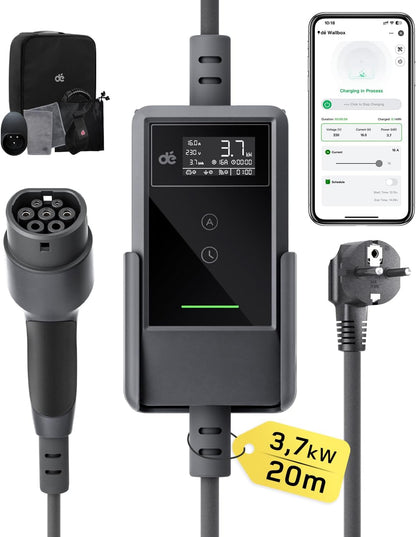 Carregador Tipo 2 3,7 kW, cabo de 20 m, referência B0G52BS8LQ