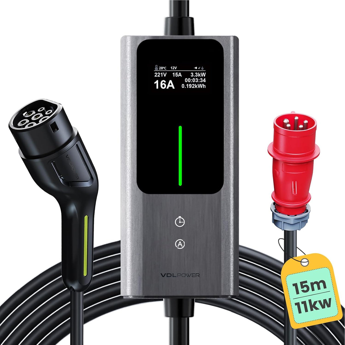 VDLPOWEREU Tipo 2, 11 kW, cabo de 15 m; referência B0GD6J3VVL