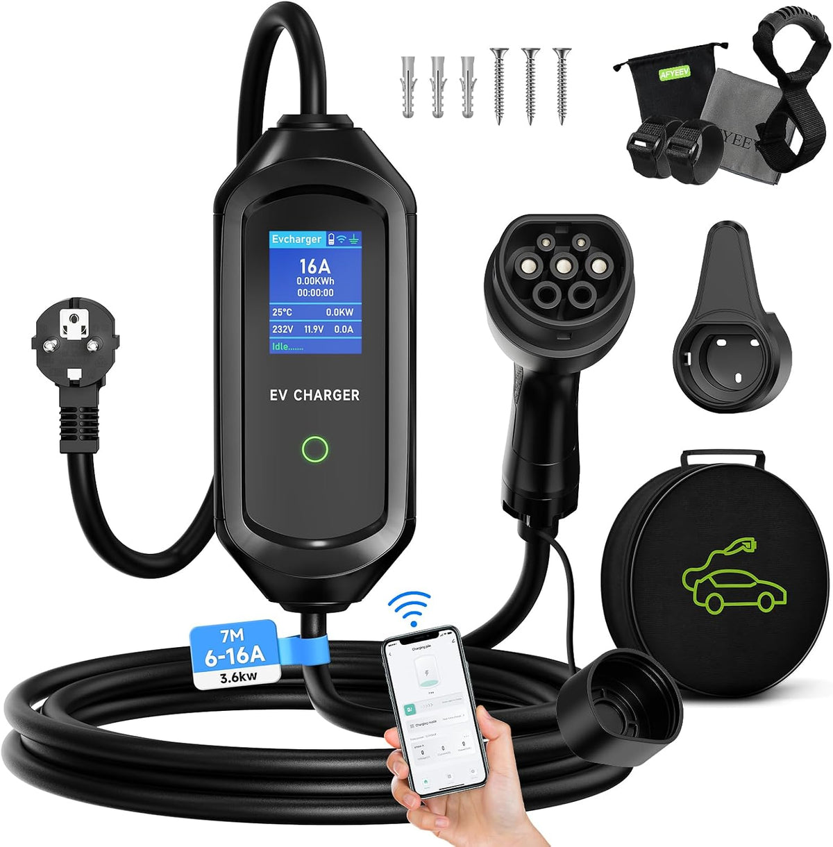 AFYEEV Tipo 2, 3,6 kW, cabo de 7 m; referência B0GYRLTNF3